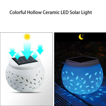 Solar Light Colorful Hollow Ceramic LED Solar Powered Table Lamp Night Light
